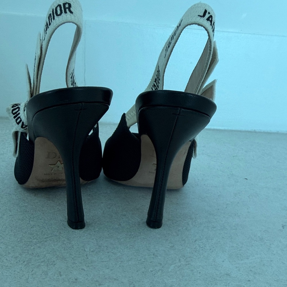 Dior Black and Cream Slingback Heels - Picture 10 of 11